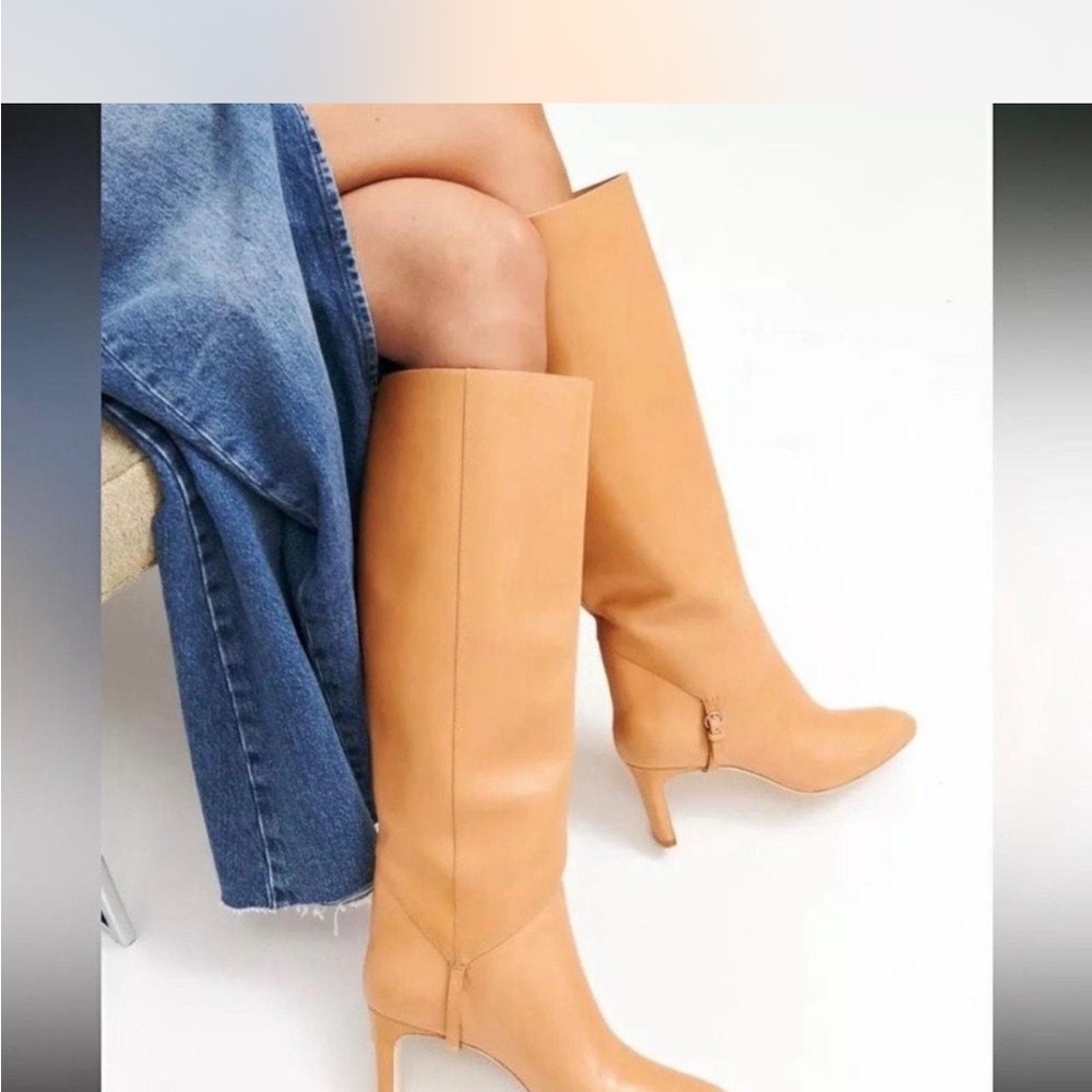 Reformation Camel Knee-High Leather Heeled Boots